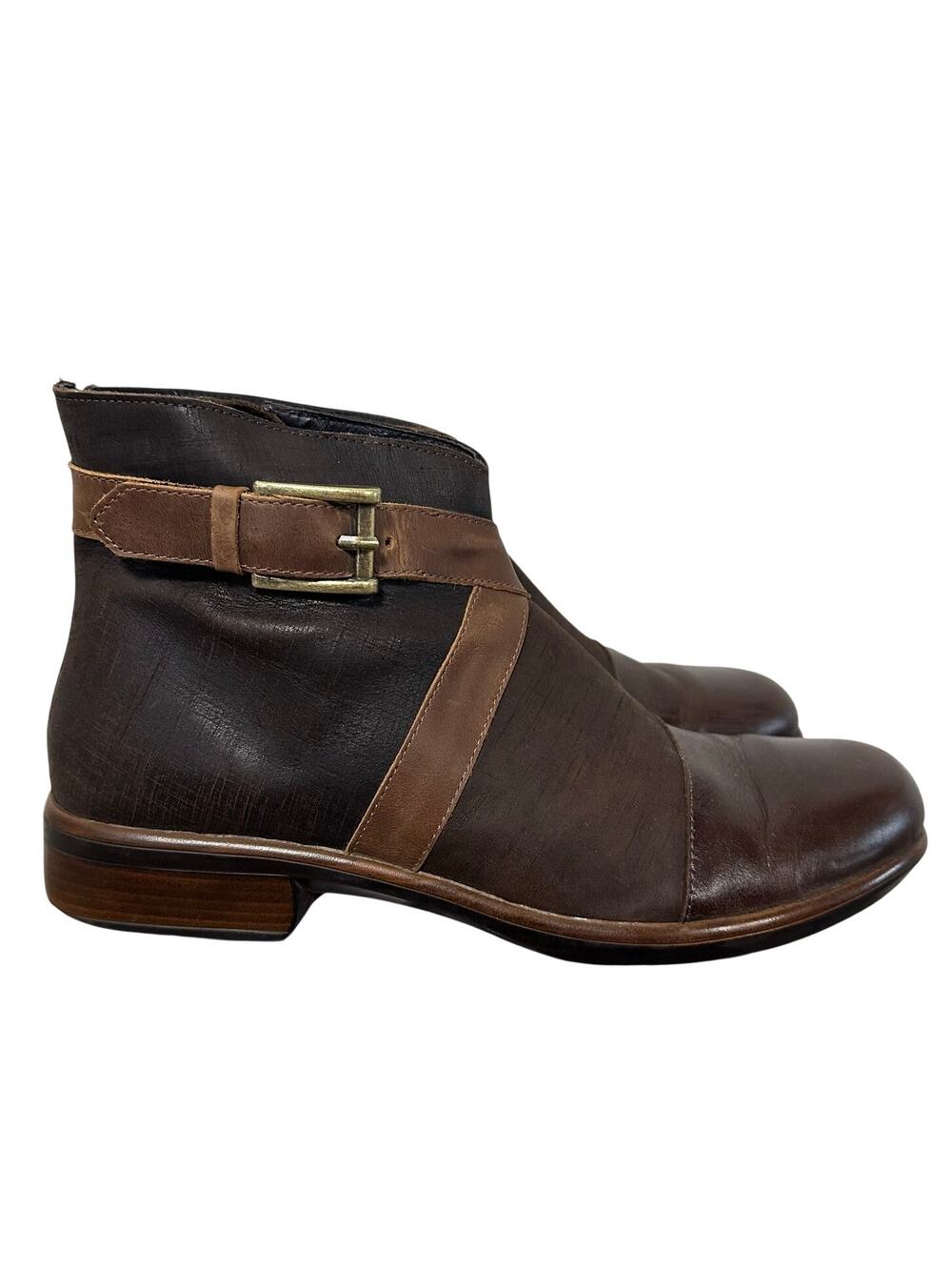 Naot Women’s Brown Leather Ankle Boots Sz 40 EU / 9 US Comfort Side-Zip Booties